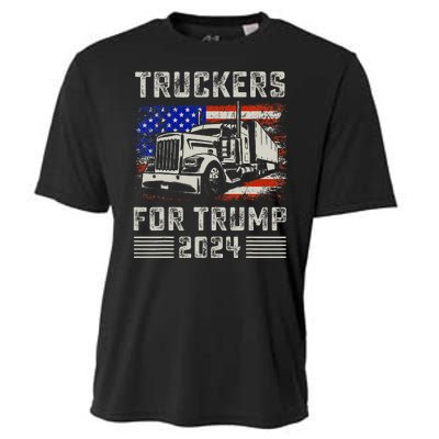 Truckers For Trump American Flag Trump 2024 Vintage Cooling Performance Crew T-Shirt