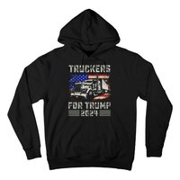 Truckers For Trump American Flag Trump 2024 Vintage Hoodie