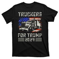 Truckers For Trump American Flag Trump 2024 Vintage T-Shirt