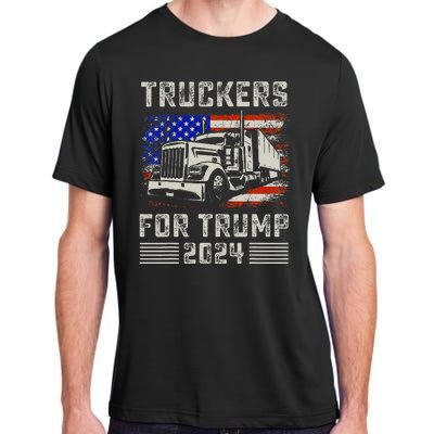 Truckers For Trump American Flag Trump 2024 Vintage Adult ChromaSoft Performance T-Shirt