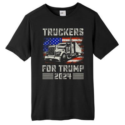 Truckers For Trump American Flag Trump 2024 Vintage Tall Fusion ChromaSoft Performance T-Shirt