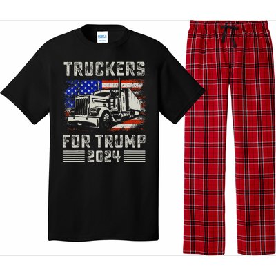 Truckers For Trump American Flag Trump 2024 Vintage Pajama Set