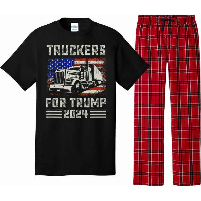 Truckers For Trump American Flag Trump 2024 Vintage Pajama Set