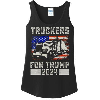 Truckers For Trump American Flag Trump 2024 Vintage Ladies Essential Tank