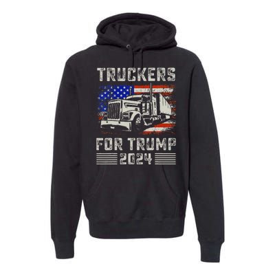 Truckers For Trump American Flag Trump 2024 Vintage Premium Hoodie