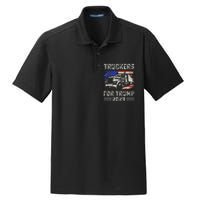 Truckers For Trump American Flag Trump 2024 Vintage Dry Zone Grid Polo