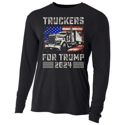 Truckers For Trump American Flag Trump 2024 Vintage Cooling Performance Long Sleeve Crew