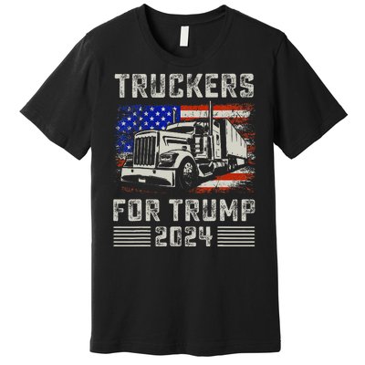 Truckers For Trump American Flag Trump 2024 Vintage Premium T-Shirt