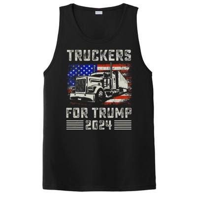 Truckers For Trump American Flag Trump 2024 Vintage PosiCharge Competitor Tank