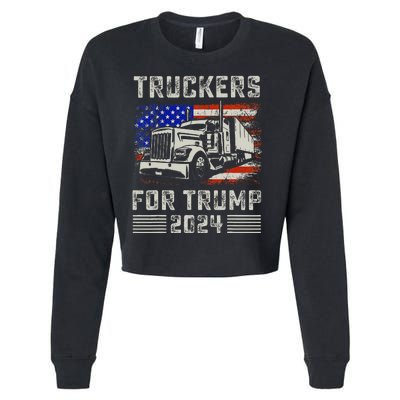 Truckers For Trump American Flag Trump 2024 Vintage Cropped Pullover Crew