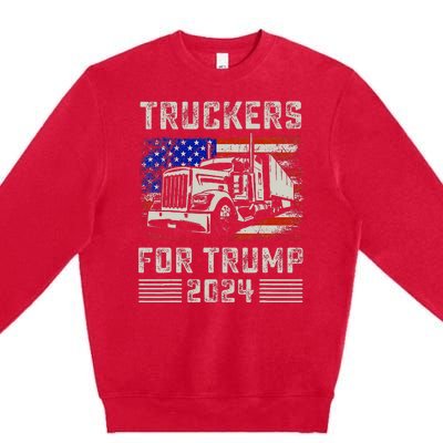 Truckers For Trump American Flag Trump 2024 Vintage Premium Crewneck Sweatshirt