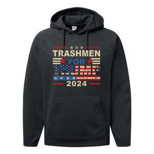 Trashmen For Trump 2024 Funny Election Garbageman Supporters Performance Fleece Hoodie