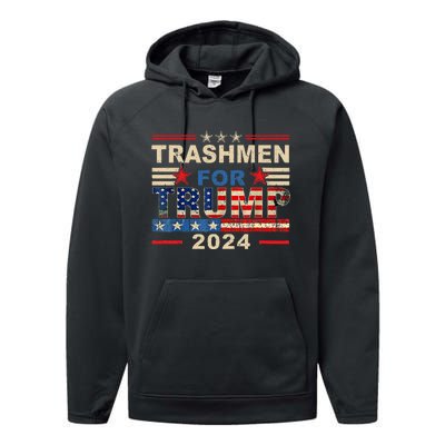 Trashmen For Trump 2024 Funny Election Garbageman Supporters Performance Fleece Hoodie