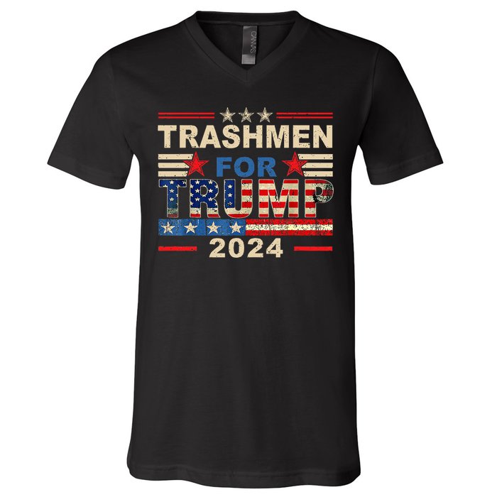 Trashmen For Trump 2024 Funny Election Garbageman Supporters V-Neck T-Shirt