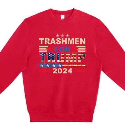 Trashmen For Trump 2024 Funny Election Garbageman Supporters Premium Crewneck Sweatshirt