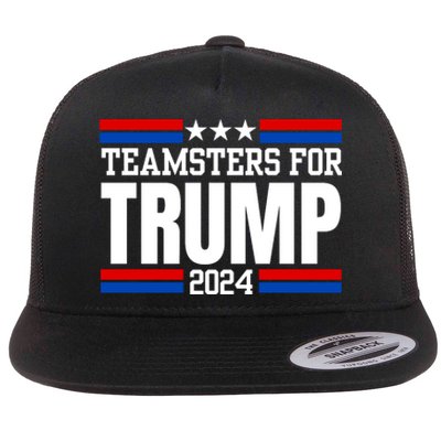 Teamsters For Trump 2024 Keep America Great Flat Bill Trucker Hat