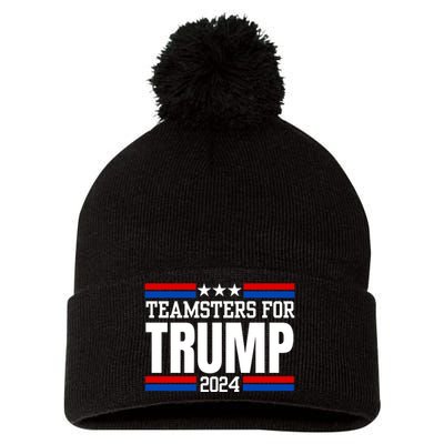 Teamsters For Trump 2024 Keep America Great Pom Pom 12in Knit Beanie