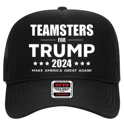 Teamsters For Trump 2024 High Crown Mesh Back Trucker Hat