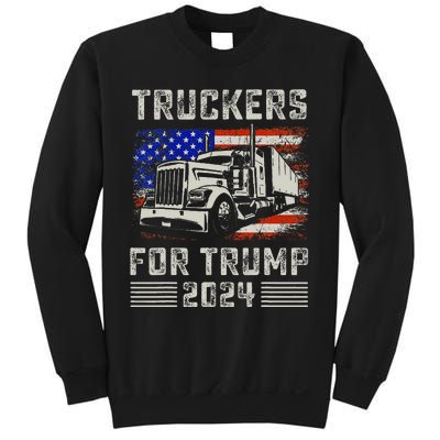 Truckers For Trump American Flag Trump 2024 Vintage Sweatshirt