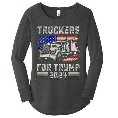 Truckers For Trump American Flag Trump 2024 Vintage Women's Perfect Tri Tunic Long Sleeve Shirt