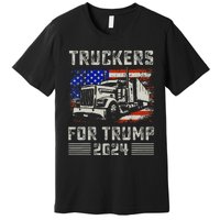 Truckers For Trump American Flag Trump 2024 Vintage Premium T-Shirt