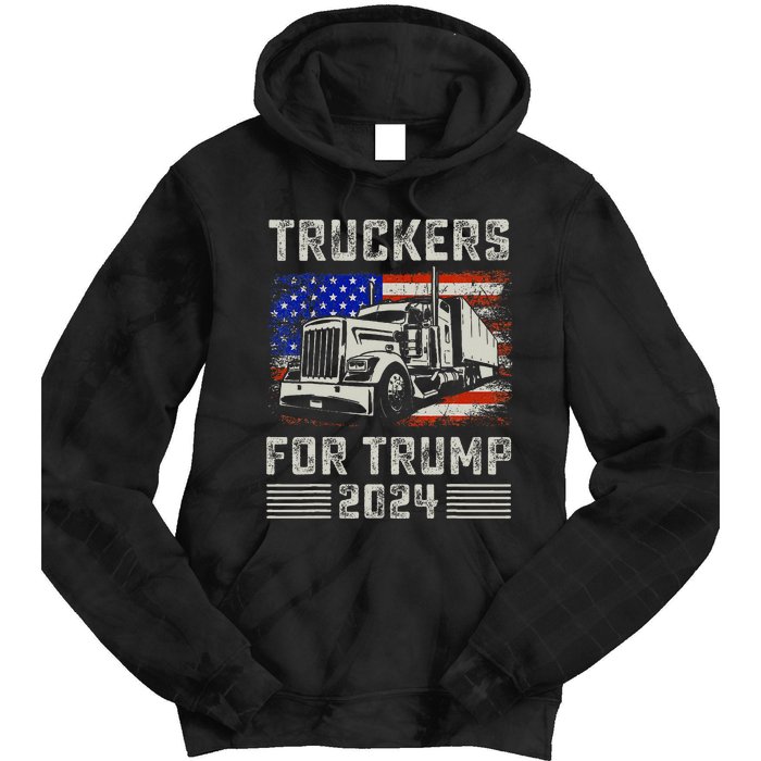 Truckers For Trump American Flag Trump 2024 Vintage Tie Dye Hoodie