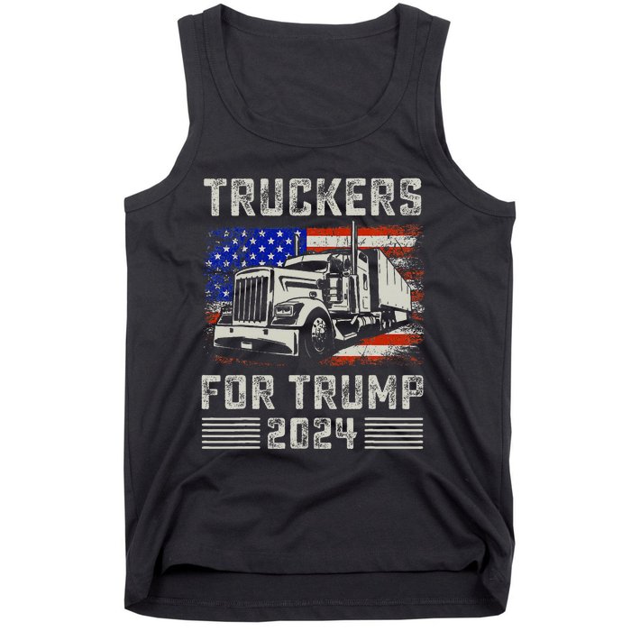 Truckers For Trump American Flag Trump 2024 Vintage Tank Top