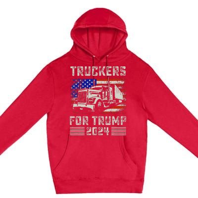 Truckers For Trump American Flag Trump 2024 Vintage Premium Pullover Hoodie