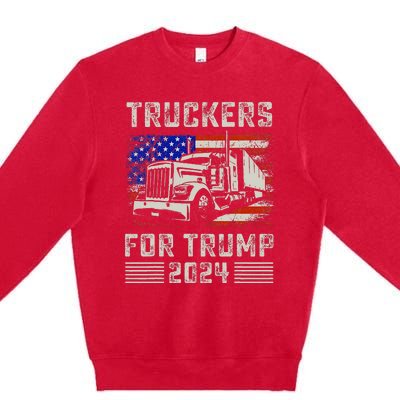 Truckers For Trump American Flag Trump 2024 Vintage Premium Crewneck Sweatshirt