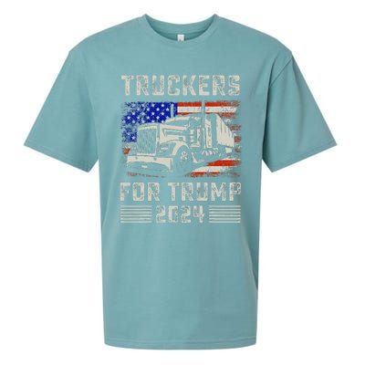 Truckers For Trump American Flag Trump 2024 Vintage Sueded Cloud Jersey T-Shirt