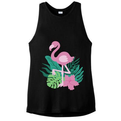 Tropical Flamingo Ladies PosiCharge Tri-Blend Wicking Tank