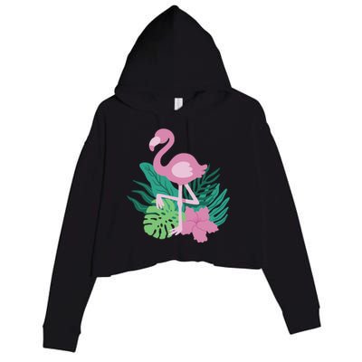 Tropical Flamingo Crop Fleece Hoodie