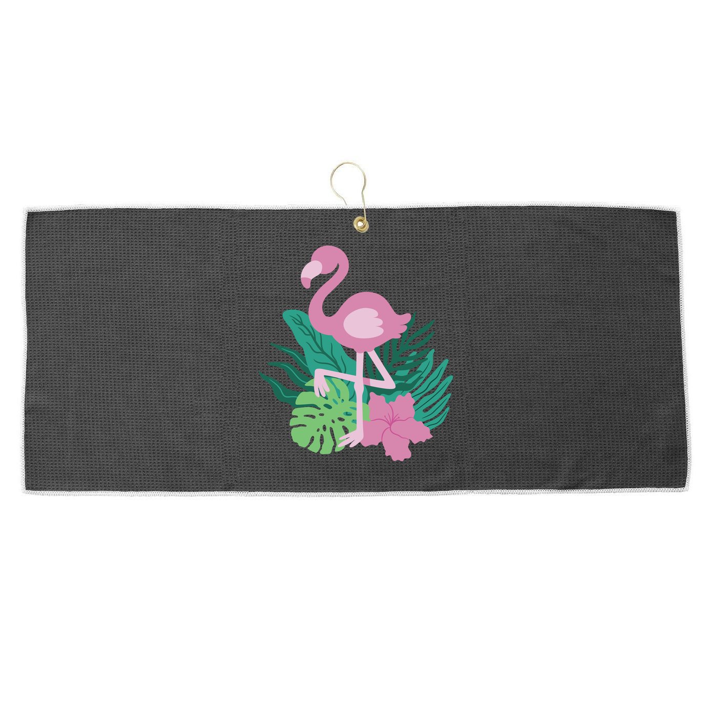 Tropical Flamingo Large Microfiber Waffle Golf Towel