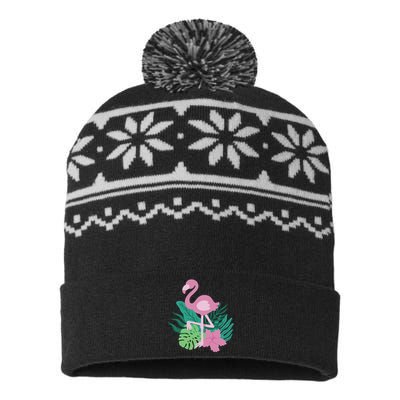 Tropical Flamingo USA-Made Snowflake Beanie