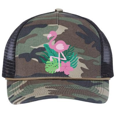 Tropical Flamingo Retro Rope Trucker Hat Cap