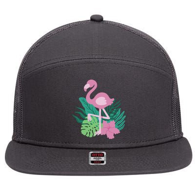 Tropical Flamingo 7 Panel Mesh Trucker Snapback Hat