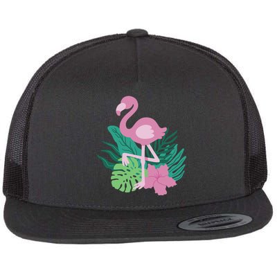 Tropical Flamingo Flat Bill Trucker Hat