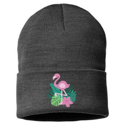 Tropical Flamingo Sustainable Knit Beanie