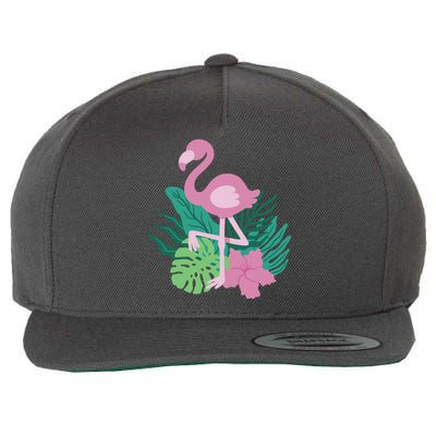 Tropical Flamingo Wool Snapback Cap