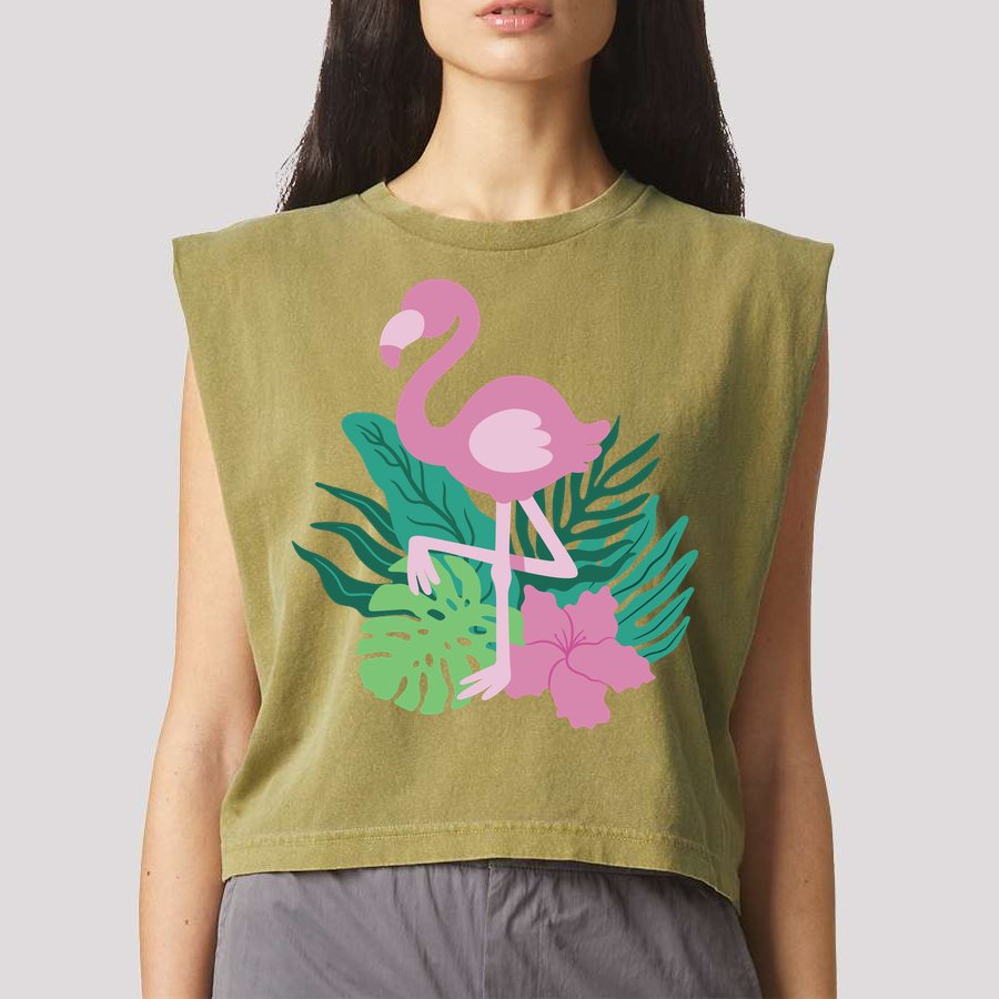 Tropical Flamingo Garment-Dyed Women's Muscle Tee