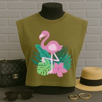 Tropical Flamingo Garment-Dyed Women's Muscle Tee