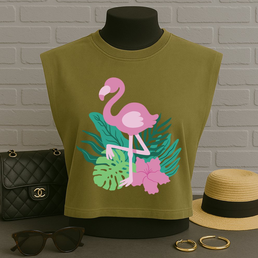 Tropical Flamingo Garment-Dyed Women's Muscle Tee
