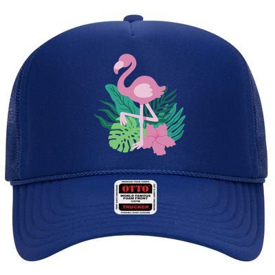 Tropical Flamingo High Crown Mesh Back Trucker Hat