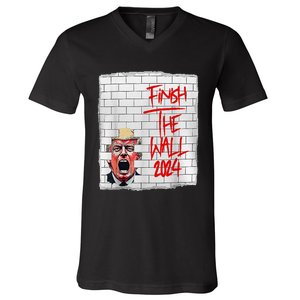 Trump Finish The Wall 2024 V-Neck T-Shirt