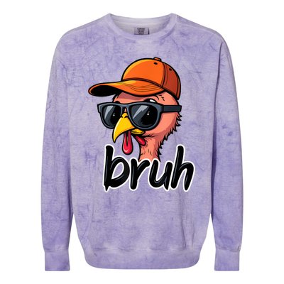 Turkey Face Thanksgiving Bruh Colorblast Crewneck Sweatshirt