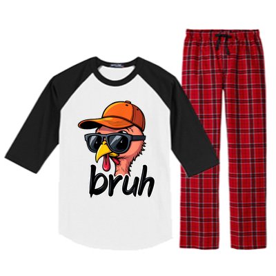 Turkey Face Thanksgiving Bruh Raglan Sleeve Pajama Set