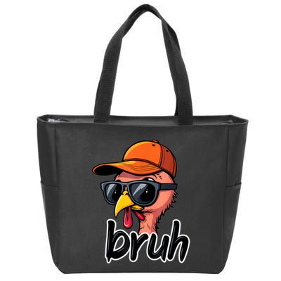 Turkey Face Thanksgiving Bruh Zip Tote Bag