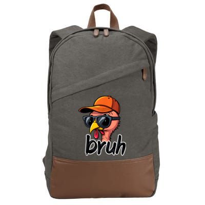 Turkey Face Thanksgiving Bruh Cotton Canvas Backpack