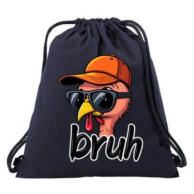 Turkey Face Thanksgiving Bruh Drawstring Bag