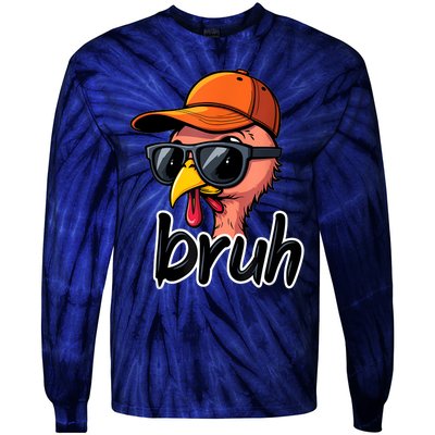 Turkey Face Thanksgiving Bruh Tie-Dye Long Sleeve Shirt